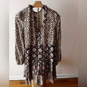 Anthropologie Multi Color V Neck Dress Large